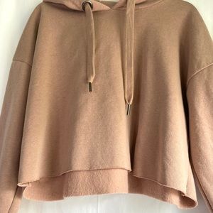 Charlotte Russe, soft brown cropped hoodie with drop sleeves  SZ  XL